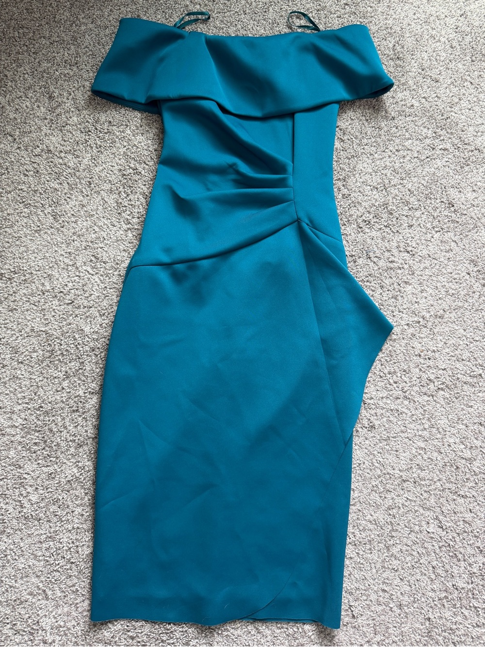 Xscape Teal Off the Shoulder Dress